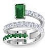 1 3/4 Carat Lab Grown Diamond and Emerald Wrap Ring In 14 Karat White Gold Image-1