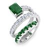 1 3/4 Carat Lab Grown Diamond and Emerald Wrap Ring In 14 Karat White Gold Image-2