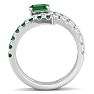 1 3/4 Carat Lab Grown Diamond and Emerald Wrap Ring In 14 Karat White Gold Image-3