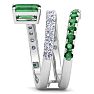 1 3/4 Carat Lab Grown Diamond and Emerald Wrap Ring In 14 Karat White Gold Image-4