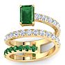 1 3/4 Carat Lab Grown Diamond and Emerald Wrap Ring In 14 Karat Yellow Gold Image-1