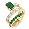 1 3/4 Carat Lab Grown Diamond and Emerald Wrap Ring In 14 Karat Yellow Gold Image-2