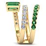 1 3/4 Carat Lab Grown Diamond and Emerald Wrap Ring In 14 Karat Yellow Gold Image-4