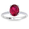 2 1/5 Carat Lab Grown Diamond and Ruby Engagement Ring In 14 Karat White Gold Image-1