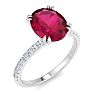 2 1/5 Carat Lab Grown Diamond and Ruby Engagement Ring In 14 Karat White Gold Image-2