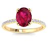 2 1/5 Carat Lab Grown Diamond and Ruby Engagement Ring In 14 Karat Yellow Gold Image-1