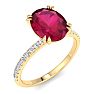 2 1/5 Carat Lab Grown Diamond and Ruby Engagement Ring In 14 Karat Yellow Gold Image-2