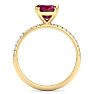 2 1/5 Carat Lab Grown Diamond and Ruby Engagement Ring In 14 Karat Yellow Gold Image-3