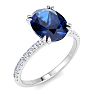 2 1/5 Carat Lab Grown Diamond and Sapphire Engagement Ring In 14 Karat White Gold Image-2