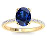 2 1/5 Carat Lab Grown Diamond and Sapphire Engagement Ring In 14 Karat Yellow Gold Image-1