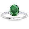 2 1/5 Carat Lab Grown Diamond and Emerald Engagement Ring In 14 Karat White Gold Image-1