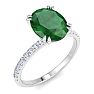 2 1/5 Carat Lab Grown Diamond and Emerald Engagement Ring In 14 Karat White Gold Image-2