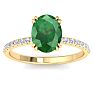 2 1/5 Carat Lab Grown Diamond and Emerald Engagement Ring In 14 Karat Yellow Gold Image-1