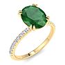 2 1/5 Carat Lab Grown Diamond and Emerald Engagement Ring In 14 Karat Yellow Gold Image-2