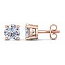 2 Carat Lab Grown Diamond Earrings In 14 Karat Rose Gold, Basket Setting Image-1