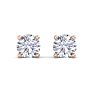 2 Carat Lab Grown Diamond Earrings In 14 Karat Rose Gold, Basket Setting Image-2