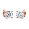 2 Carat Lab Grown Diamond Earrings In 14 Karat Rose Gold, Basket Setting Image-4