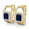 3 Carat Sapphire and Lab Grown Diamond Hoop Earrings In 14 Karat Yellow Gold Image-1