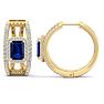 3 Carat Sapphire and Lab Grown Diamond Hoop Earrings In 14 Karat Yellow Gold Image-2
