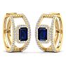 3 Carat Sapphire and Lab Grown Diamond Hoop Earrings In 14 Karat Yellow Gold Image-3