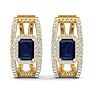 3 Carat Sapphire and Lab Grown Diamond Hoop Earrings In 14 Karat Yellow Gold Image-4