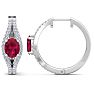 2 1/4 Carat Ruby and Lab Grown Diamond Hoop Earrings In 14 Karat White Gold Image-2