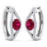 2 1/4 Carat Ruby and Lab Grown Diamond Hoop Earrings In 14 Karat White Gold Image-3
