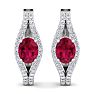2 1/4 Carat Ruby and Lab Grown Diamond Hoop Earrings In 14 Karat White Gold Image-4