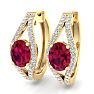 2 1/4 Carat Ruby and Lab Grown Diamond Hoop Earrings In 14 Karat Yellow Gold Image-1