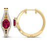 2 1/4 Carat Ruby and Lab Grown Diamond Hoop Earrings In 14 Karat Yellow Gold Image-2