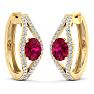 2 1/4 Carat Ruby and Lab Grown Diamond Hoop Earrings In 14 Karat Yellow Gold Image-3