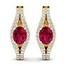 2 1/4 Carat Ruby and Lab Grown Diamond Hoop Earrings In 14 Karat Yellow Gold Image-4