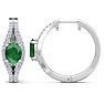 2 1/4 Carat Emerald and Lab Grown Diamond Hoop Earrings In 14 Karat White Gold Image-2