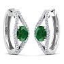 2 1/4 Carat Emerald and Lab Grown Diamond Hoop Earrings In 14 Karat White Gold Image-3