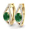 2 1/4 Carat Emerald and Lab Grown Diamond Hoop Earrings In 14 Karat Yellow Gold Image-1