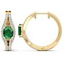2 1/4 Carat Emerald and Lab Grown Diamond Hoop Earrings In 14 Karat Yellow Gold Image-2