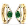 2 1/4 Carat Emerald and Lab Grown Diamond Hoop Earrings In 14 Karat Yellow Gold Image-3