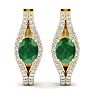 2 1/4 Carat Emerald and Lab Grown Diamond Hoop Earrings In 14 Karat Yellow Gold Image-4