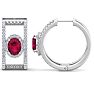 2 1/2 Carat Ruby and Lab Grown Diamond Hoop Earrings In 14 Karat White Gold Image-2