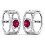 2 1/2 Carat Ruby and Lab Grown Diamond Hoop Earrings In 14 Karat White Gold Image-3