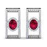 2 1/2 Carat Ruby and Lab Grown Diamond Hoop Earrings In 14 Karat White Gold Image-4