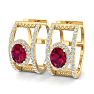 2 1/2 Carat Ruby and Lab Grown Diamond Hoop Earrings In 14 Karat Yellow Gold Image-1
