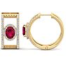 2 1/2 Carat Ruby and Lab Grown Diamond Hoop Earrings In 14 Karat Yellow Gold Image-2