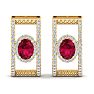 2 1/2 Carat Ruby and Lab Grown Diamond Hoop Earrings In 14 Karat Yellow Gold Image-4