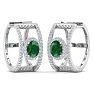 2 1/2 Carat Emerald and Lab Grown Diamond Hoop Earrings In 14 Karat White Gold Image-3