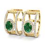 2 1/2 Carat Emerald and Lab Grown Diamond Hoop Earrings In 14 Karat Yellow Gold Image-1
