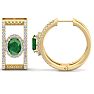 2 1/2 Carat Emerald and Lab Grown Diamond Hoop Earrings In 14 Karat Yellow Gold Image-2