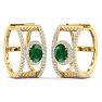2 1/2 Carat Emerald and Lab Grown Diamond Hoop Earrings In 14 Karat Yellow Gold Image-3