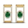 2 1/2 Carat Emerald and Lab Grown Diamond Hoop Earrings In 14 Karat Yellow Gold Image-4
