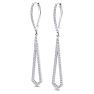 1 Carat Lab Grown Diamond Drop Earrings In 14 Karat White Gold, 2 Inches Image-1